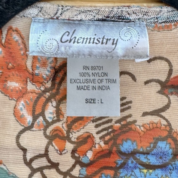 Chemistry Kimono Paisley Floral Fringe Open Front Boho Women's Size Large - Picture 3 of 5